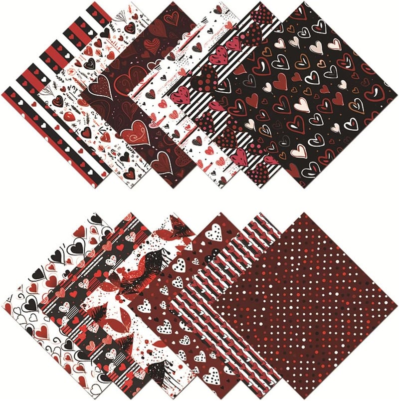 WLXTREE Valentine’s Day Scrapbook Paper 6 x 6 - Single Sided 24 Sheets Printing Black Red Love Pattern Decorative Craft Paper Pad for Junk Journals Bullet Journal Card Making - Image 3